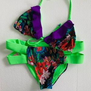 Neon Tropical Print Bikini